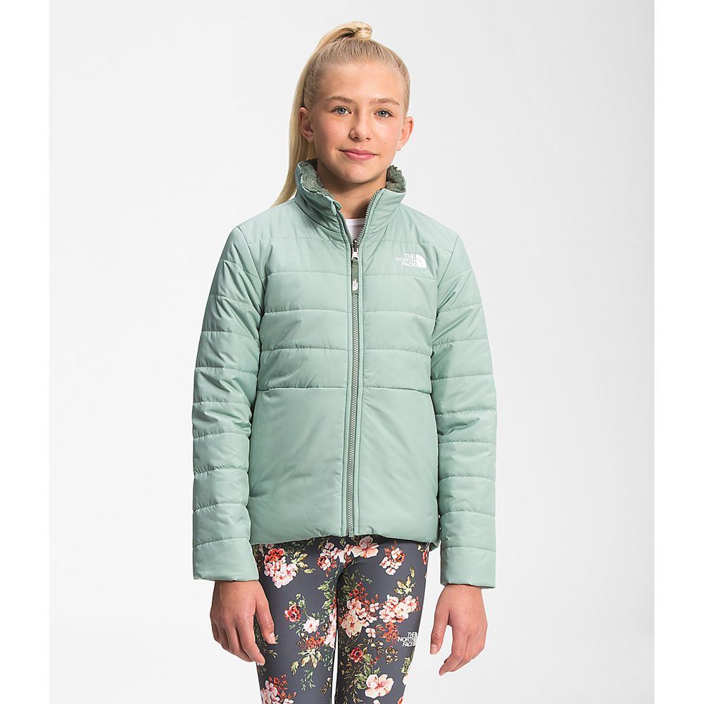 The North Face Jackets Girls Australia - The North Face Reversible Mossbud Swirl Green (UCI-465092)